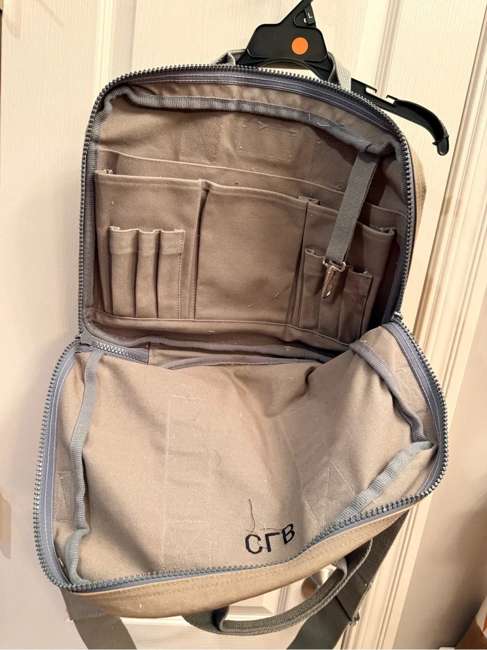 Lands' End Square Rigger  Canvas Laptop Bag in Tan with Gray Straps